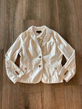 Talbots Kate fit unlined cotton casual travel blazer Ivory color size 16